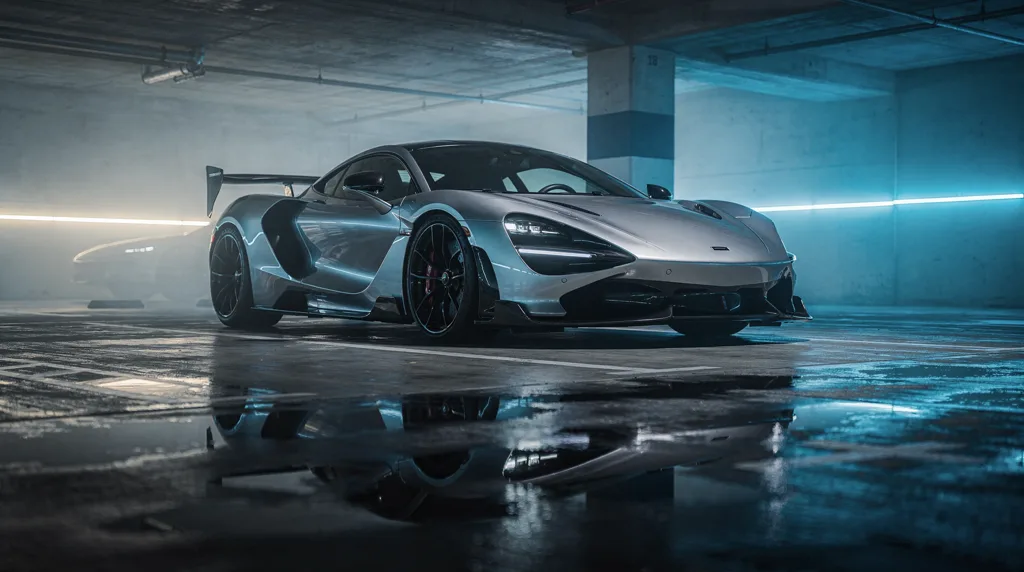 Спортивный автомобиль на ночной трассе